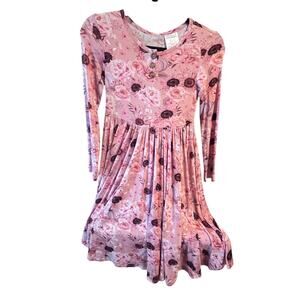 Posh Peanut Multi Pink Colors Long Sleeve Twirl Dress size 12Y